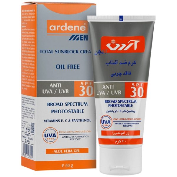 کرم ضد آفتاب spf30 فاقد چربی مخصوص آقایان آردن