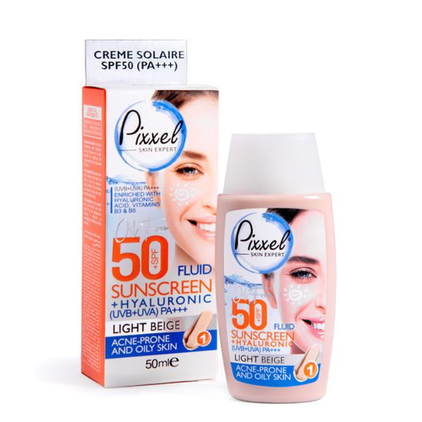 کرم ضد آفتاب رنگ بژ روشن SPF50 پیکسل (مناسب پوست های چرب ، جوش دار و مختلط)