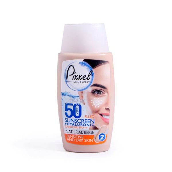 کرم ضد آفتاب رنگ بژ طبیعی SPF50 پیکسل (مناسب پوست های خشک تا نرمال و حساس)