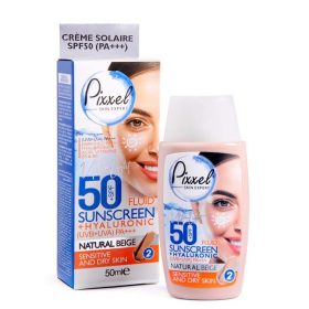 کرم ضد آفتاب رنگ بژ طبیعی SPF50 پیکسل (مناسب پوست های خشک تا نرمال و حساس)